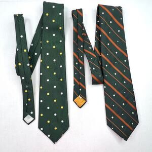 Vintage Set of Green Polka Dot Patterned Ties